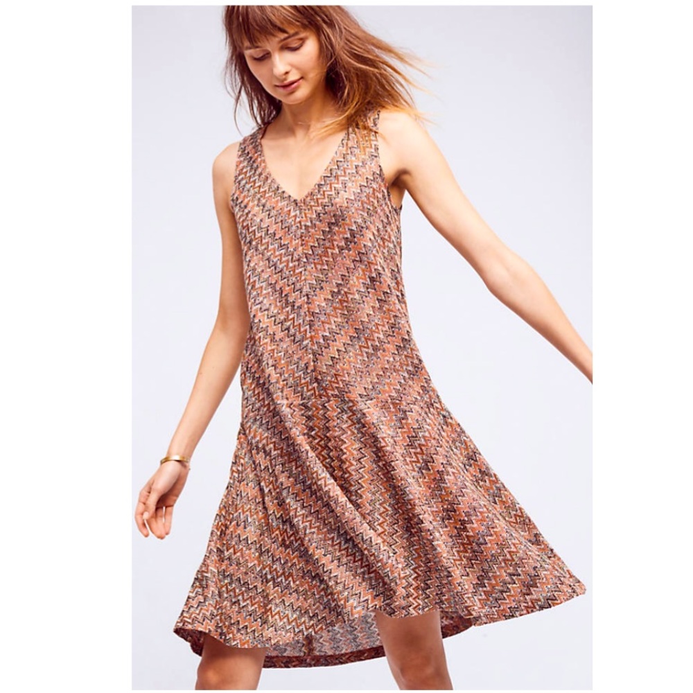 ANTHROPOLOGIE WESTWATER CHEVRON KNIT BROWN DRESS by MAEVE.